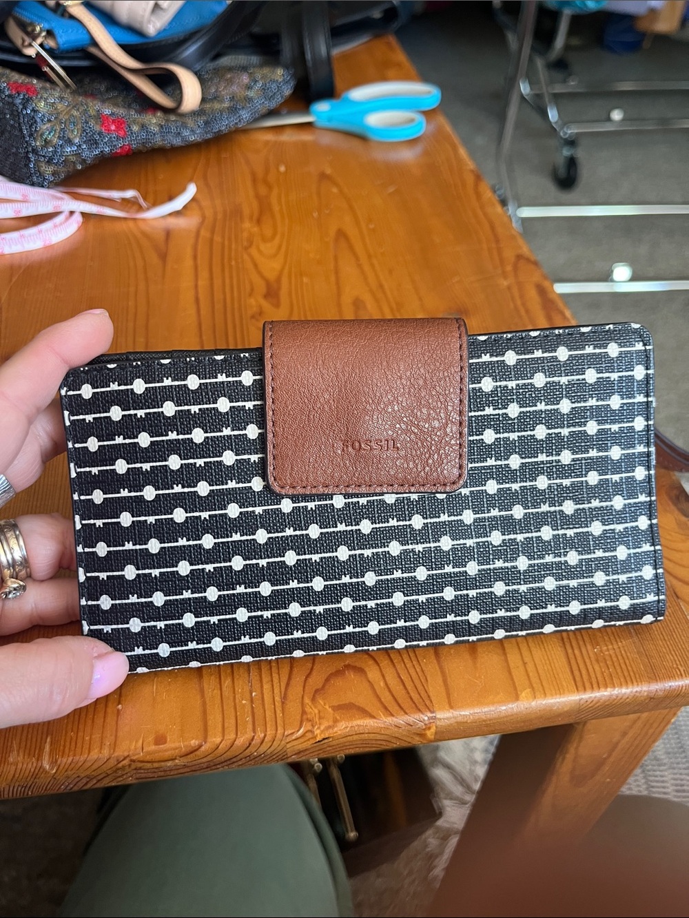 EUC Fossil Coated Canvas Key Print Wallet